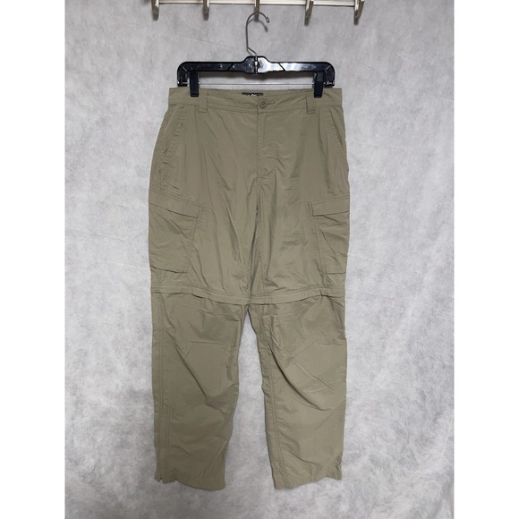 REI Pants Men 32x33 Beig Co op Convertible Cargo Nylon Outdoor Relaxed Ankle Zip - Picture 1 of 10
